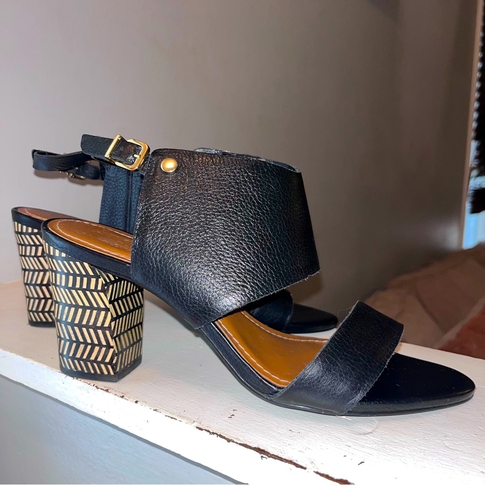 Ateliers Leather Sandals with Patterned Block Heel Sandals